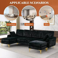 Convertible U-Shaped Sectional Sofa with Velvet Upholstery and Chaise - DSARD - DSARD