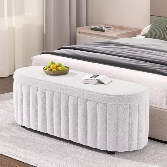 46-Inch Upholstered Storage Ottoman Bench with Safety Hinge – Large End of Bed Storage - DSARD - DSARD