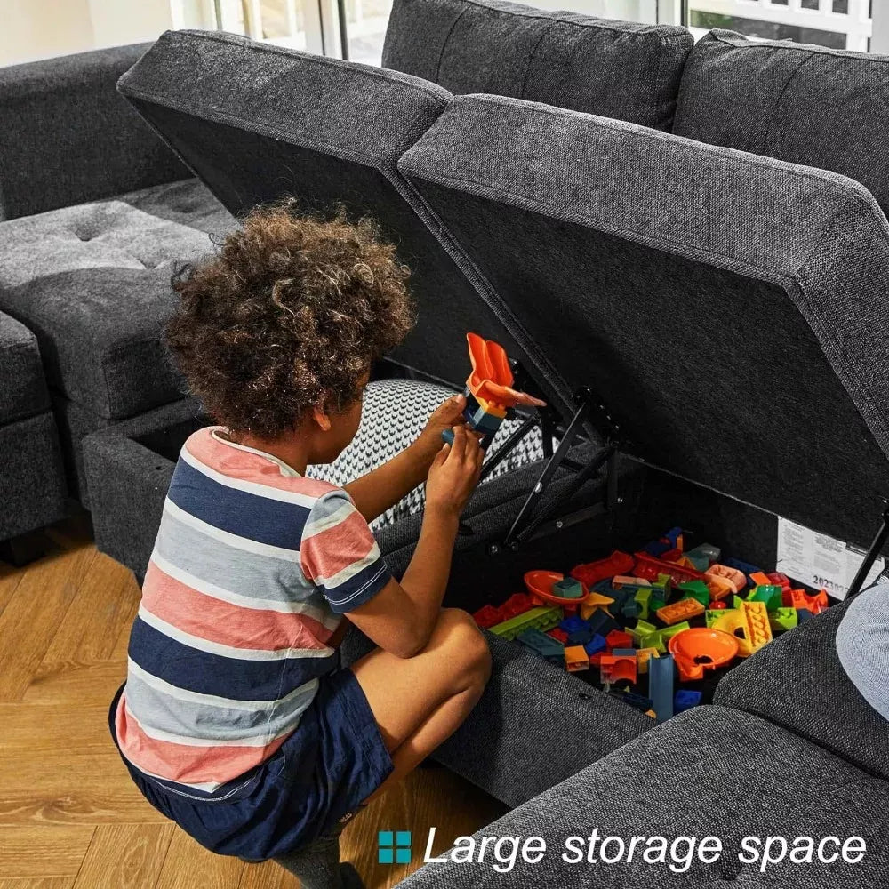 Modular Sectional Sleeper Sofa with Storage and Adjustable Backrest - DSARD