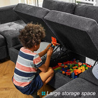 Modular Sectional Sleeper Sofa with Storage and Adjustable Backrest - DSARD