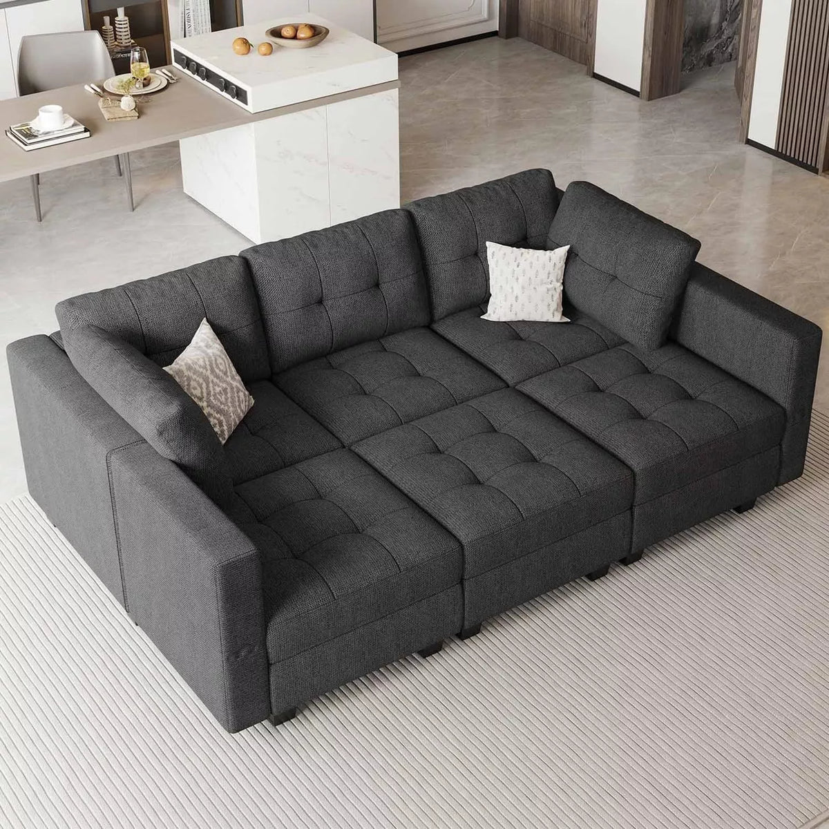 Modular Sectional Sleeper Sofa with Storage and Adjustable Backrest - DSARD