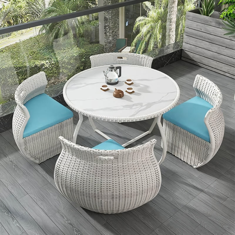 Modern Minimalist Rattan 4-Person Outdoor Dining Set - DSARD