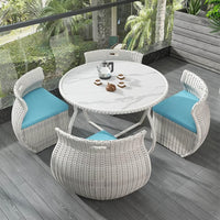 Modern Minimalist Rattan 4-Person Outdoor Dining Set - DSARD