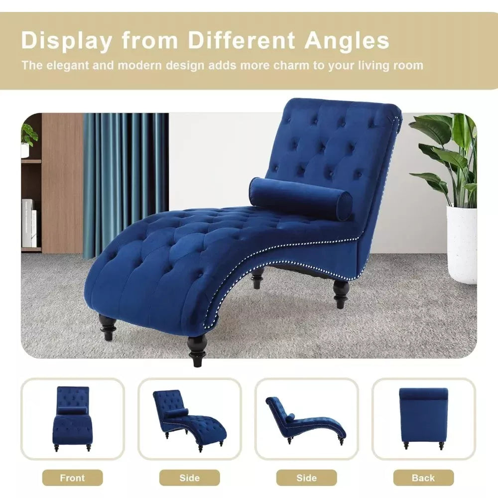 Velvet Button Tufted Lounge Chair with Pillow - DSARD