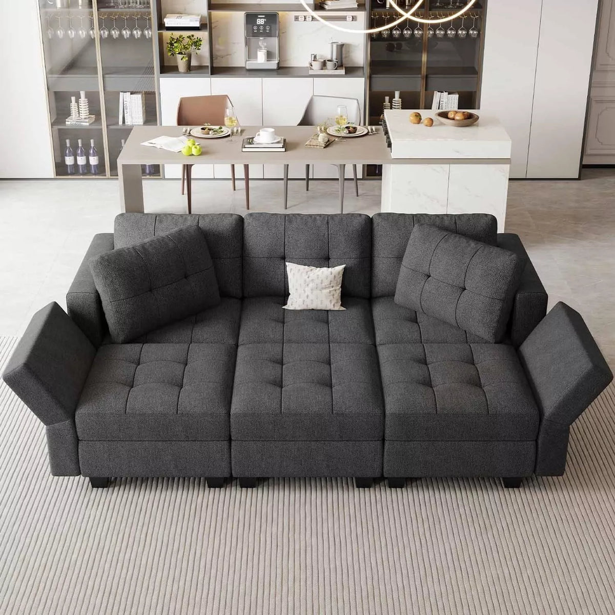 Modular Sectional Sleeper Sofa with Storage and Adjustable Backrest - DSARD