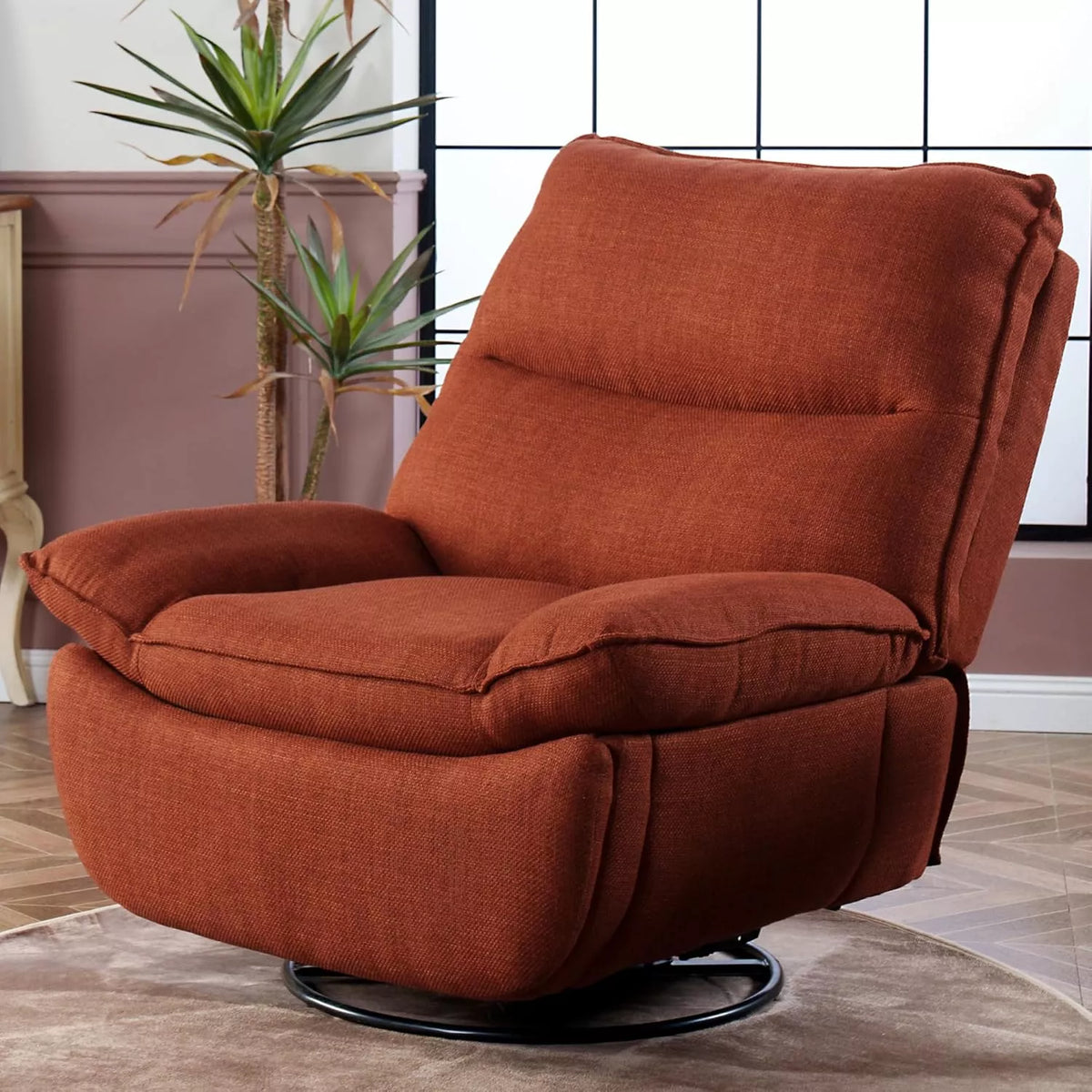 Oversized Swivel Rocker Recliner Chair with Adjustable Backrest and Side Pockets - DSARD
