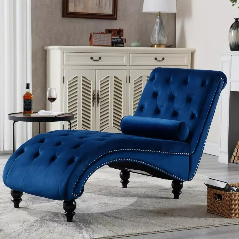 Velvet Button Tufted Lounge Chair with Pillow - DSARD