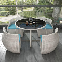Modern Minimalist Rattan 4-Person Outdoor Dining Set - DSARD