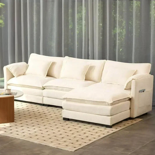 112″ L-Shaped Convertible Sectional Sofa with Storage & Removable Cushions - DSARD - DSARD