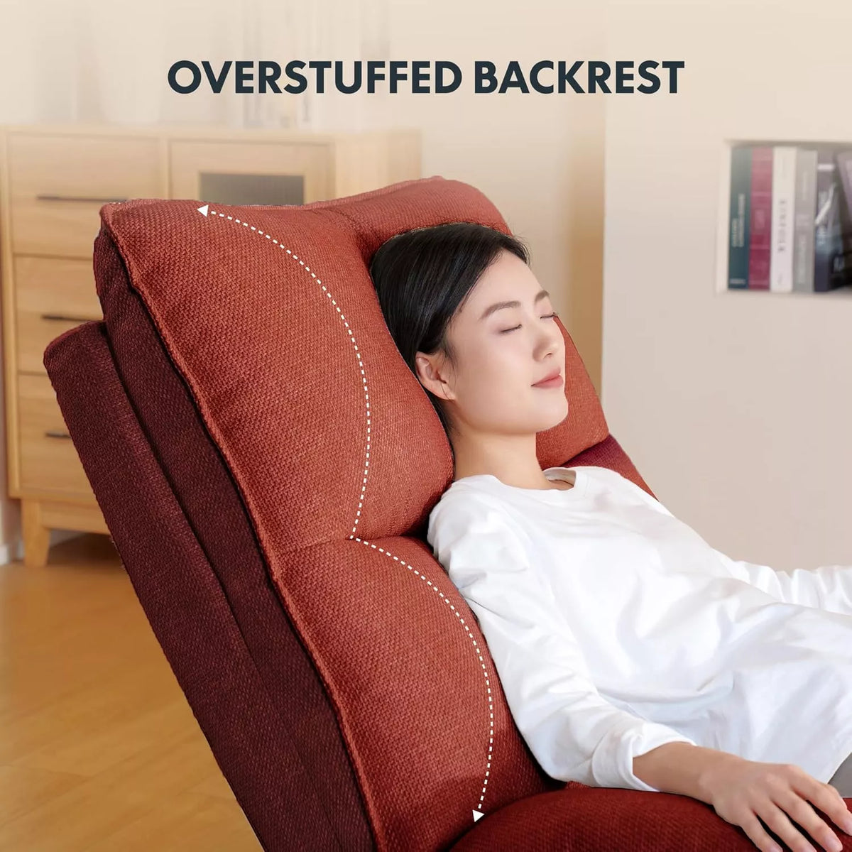 Oversized Swivel Rocker Recliner Chair with Adjustable Backrest and Side Pockets - DSARD
