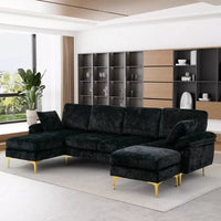 Convertible U-Shaped Sectional Sofa with Velvet Upholstery and Chaise - DSARD - DSARD
