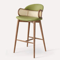 Solid Wood Rattan Kitchen Counter & Bar Chair – Modern Minimalist Style with Handrails - DSARD