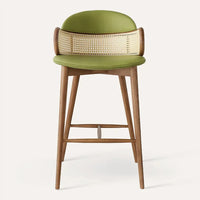 Solid Wood Rattan Kitchen Counter & Bar Chair – Modern Minimalist Style with Handrails - DSARD